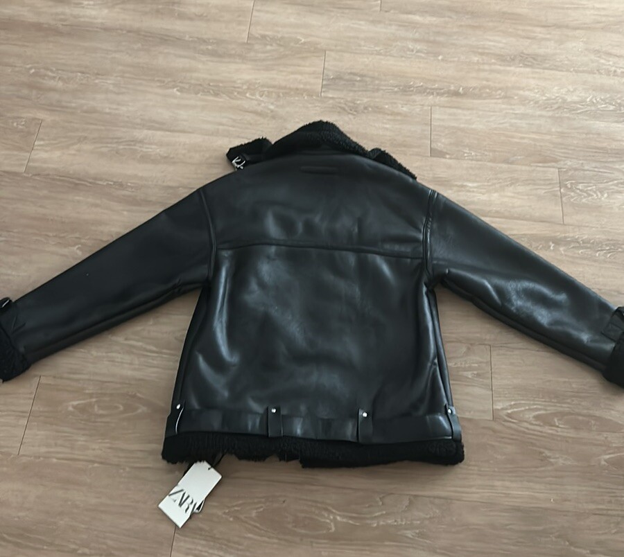 NWT Zara Black Double Faced Biker Jacket | eBay