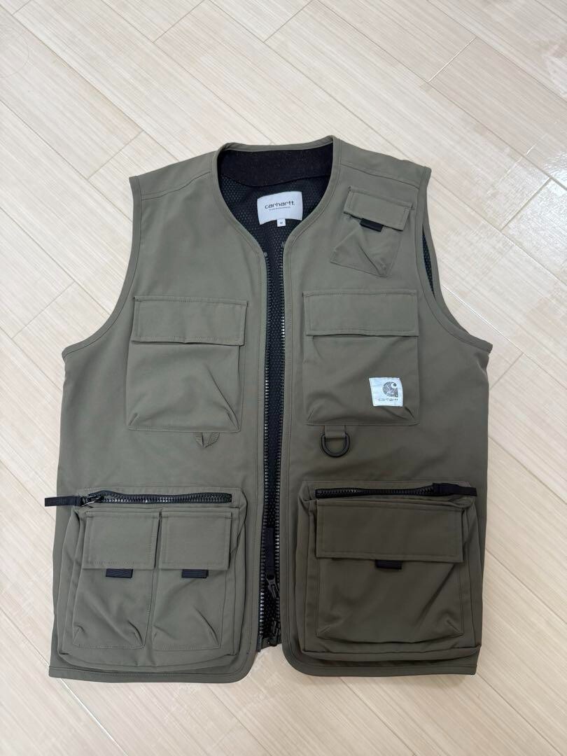美品】Carhartt オリーブ ジップアップベスト ELMWOOD VEST 美品