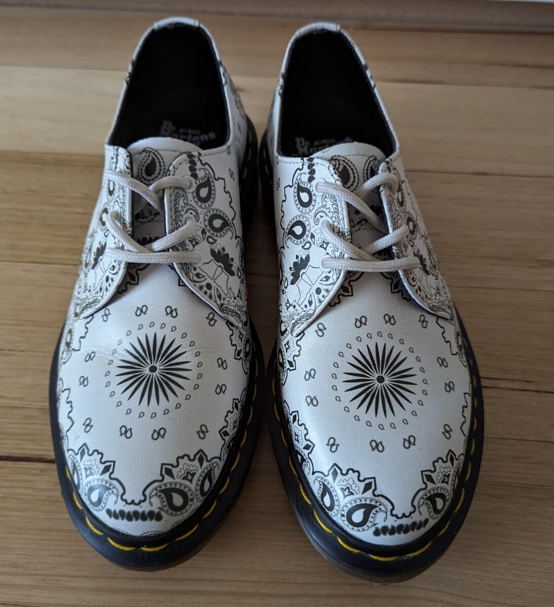Dr Martens 1461 White Bandana Print Industrial Shoes Lace Up UK 5