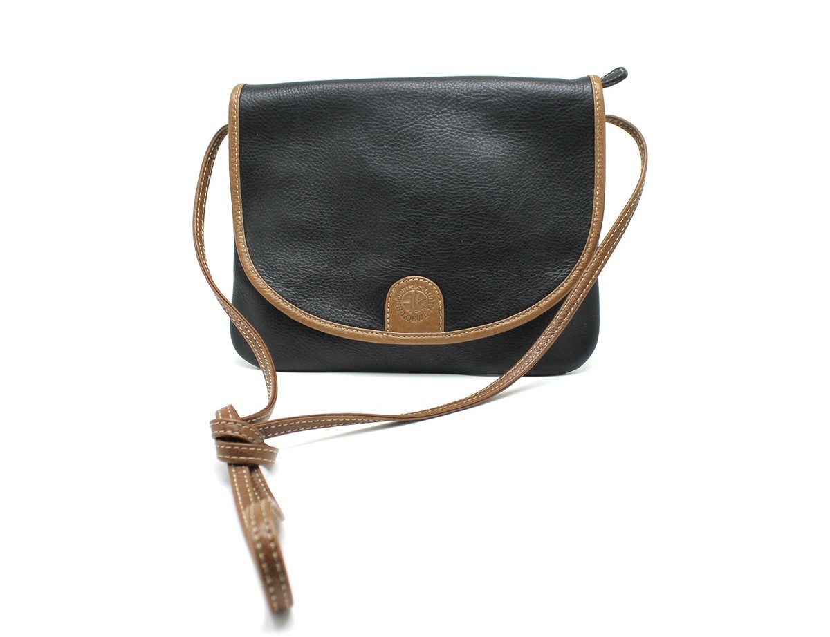 Enrique Loewe Knappe Black Brown Genuine Leather Crossbody Bag | eBay