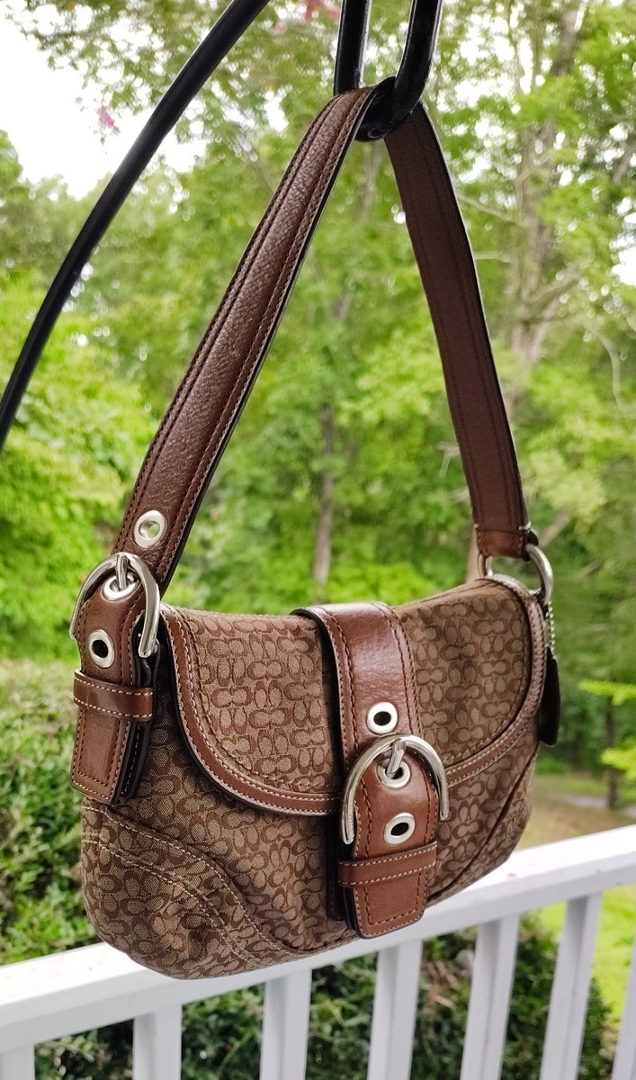 Coach SMALL Vintage F12308 Soho British Tan Leather & Signature C