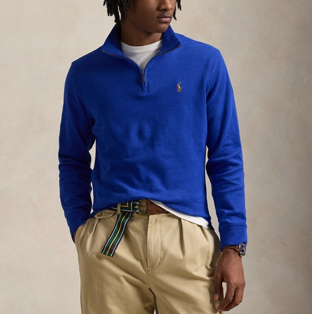 POLO RALPH LAUREN Men's Estate-Rib Sapphire Star Quarter Zip