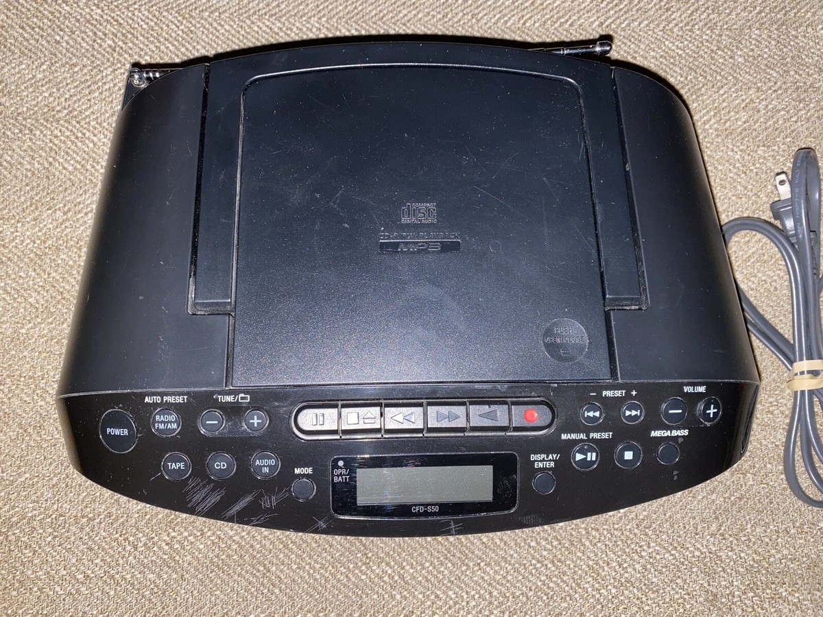 Sony CFD-S50 CD/Cassette-recorder/AMFMRadio/AudioIn Tested And