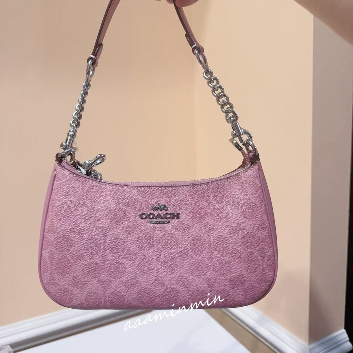 NWT COACH Teri Shoulder Bag In Signature Canvas CV933 Dusty Pink