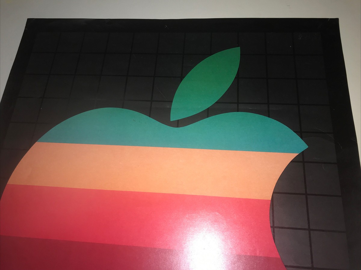 Vintage. Unique Original Apple Computers Rainbow Logo.1980 poster