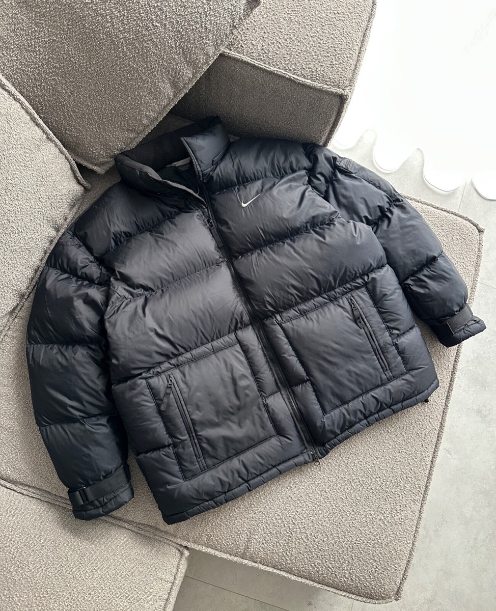 Men's Vintage NIKE Y2K Down Puffer Jacket Coat Black RARE Size XXL