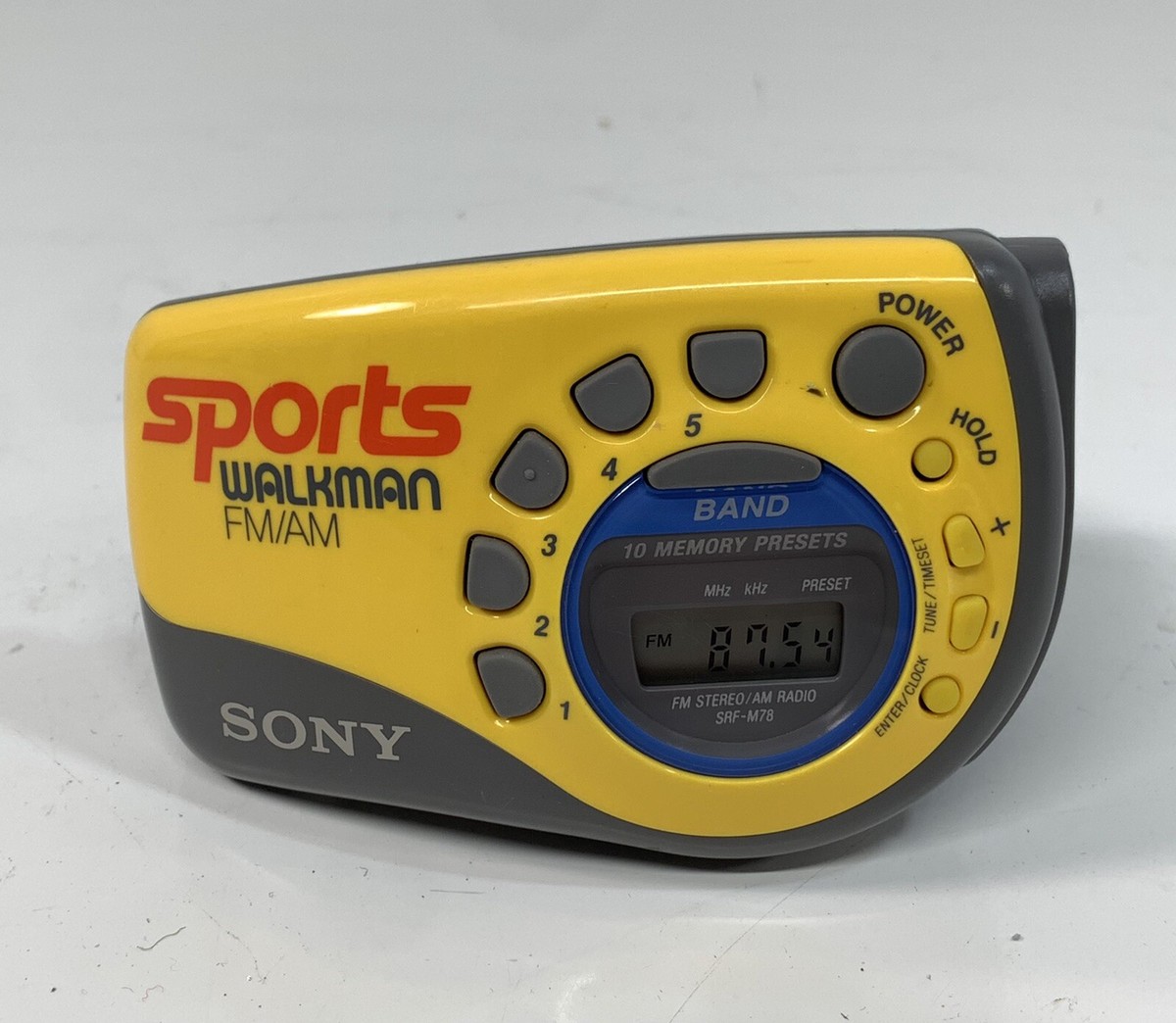 Sony Walkman Yellow FM/AM Sports Radio w/ Wrist Arm Band Strap No