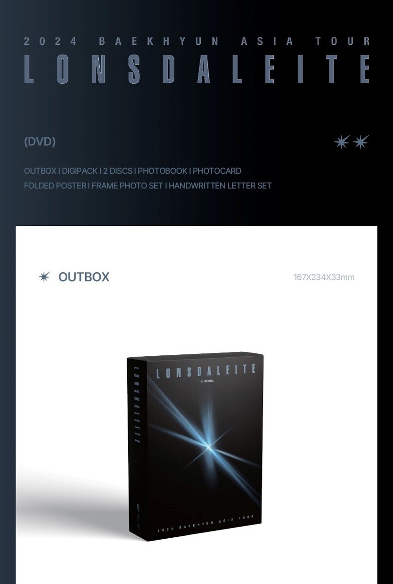 BAEKHYUN 2024 BAEKHYUN ASIA TOUR [Lonsdaleite] in SEOUL DVD 2Disc+
