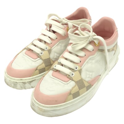 LOUIS VUITTON Sneakers Shoes Damier Azur Pink Used Women size 38