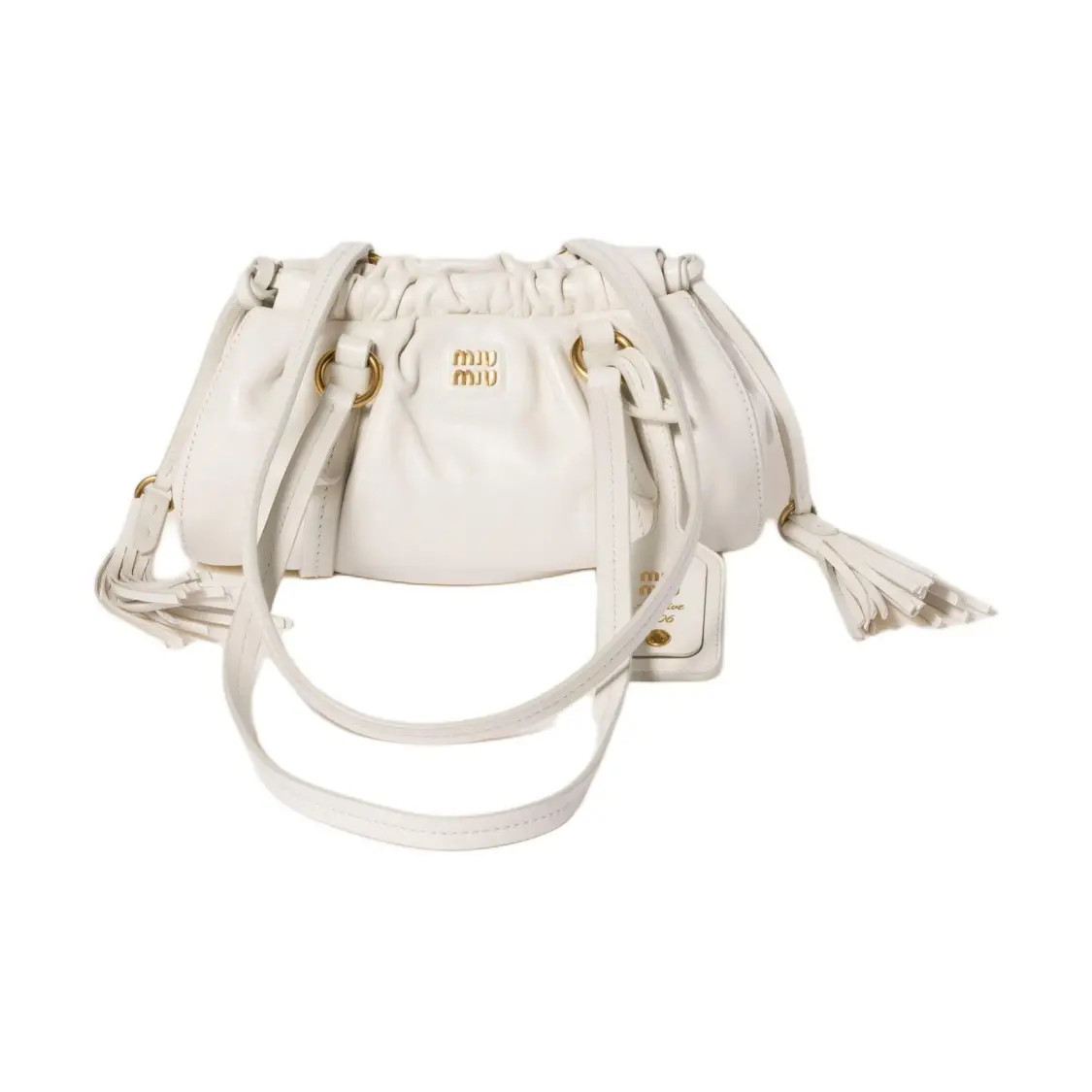 MIU MIU Joie Lambskin Shoulder Bag Mini Women's White 8.2x3.7x4.1