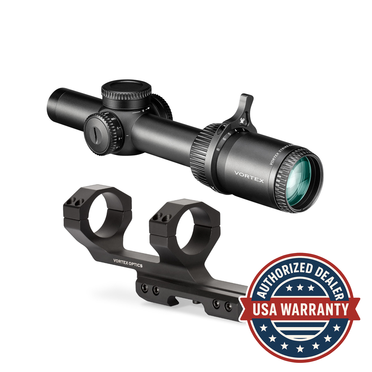 Vortex Strike Eagle 1-8x24 FFP EBR 8 MOA Riflescope Cantilever
