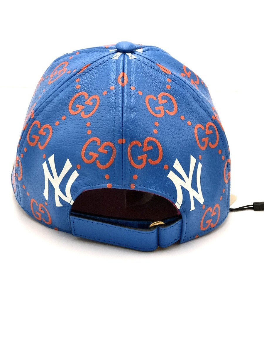 New Gucci x MLB NY Leather Baseball Hat Sz M | eBay