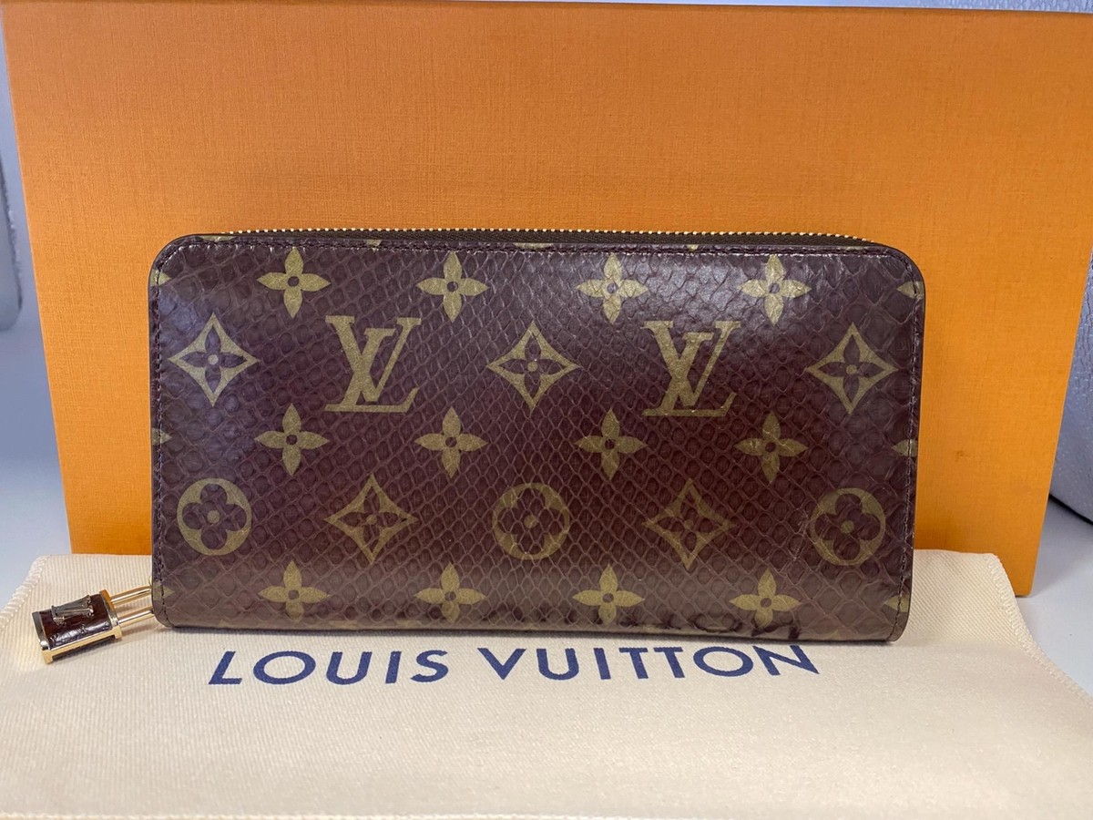 Authentic Louis Vuitton Zippy Monogram Python Brown & Gold Wallet