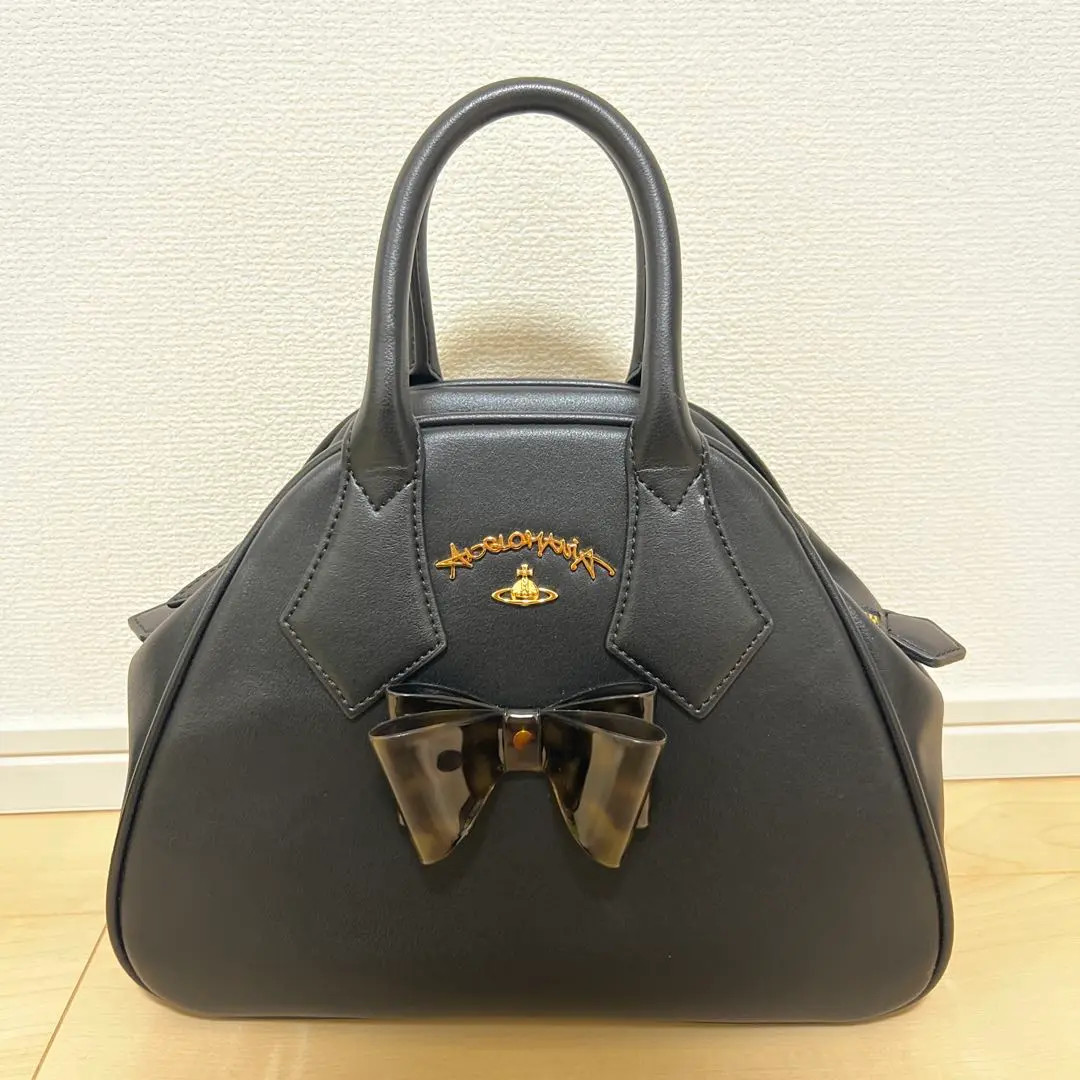 Vivienne Westwood Yasmin Hand Bag Black Leather Tortoiseshell