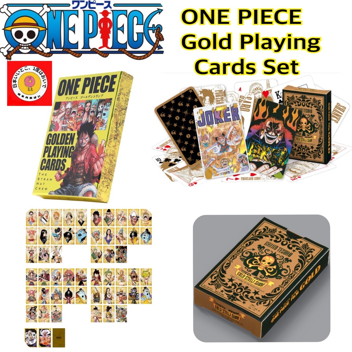 ONE PIECE Gold Playing Cards Set Special Playing Cards MOnkey D