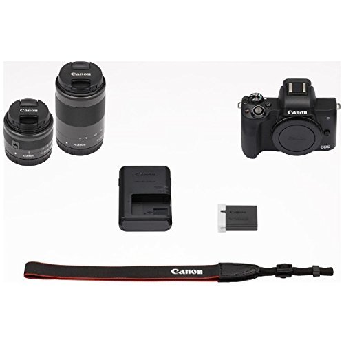 Canon EOS Kiss M Digital Camera Black Double Zoom Kit EMS w
