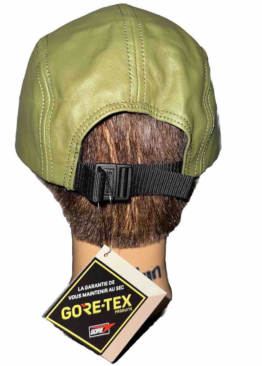 New SUPREME Green Olive Goretex Leather Camp Cap SS22 NWT Rare