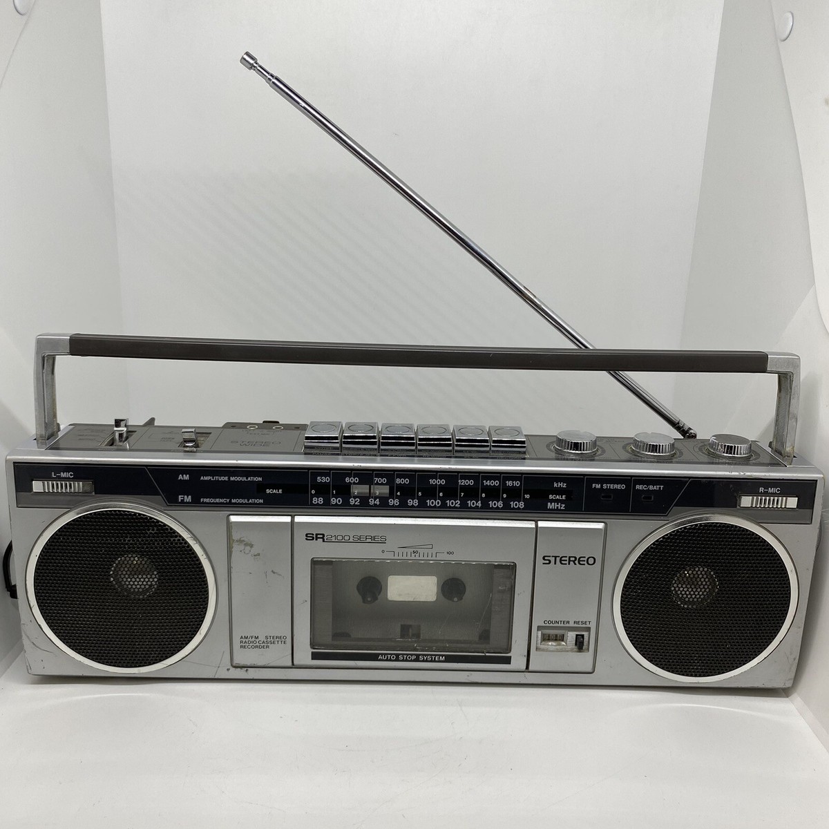 Vintage Sears SR2100 Series Mini Boombox Portable AM FM Cassette