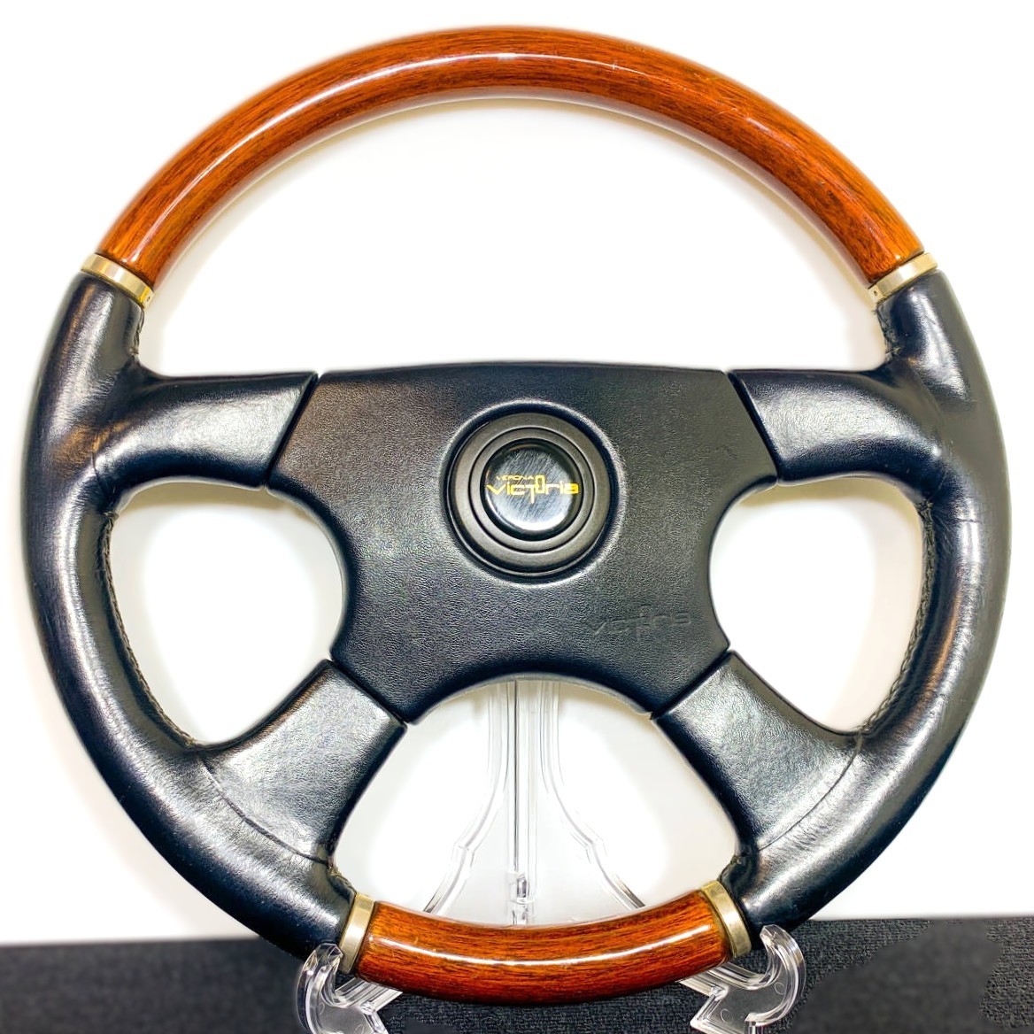 VERONA VICTOR/VICTORIA Steering Wheel Wood Black Leather 360mm JDM