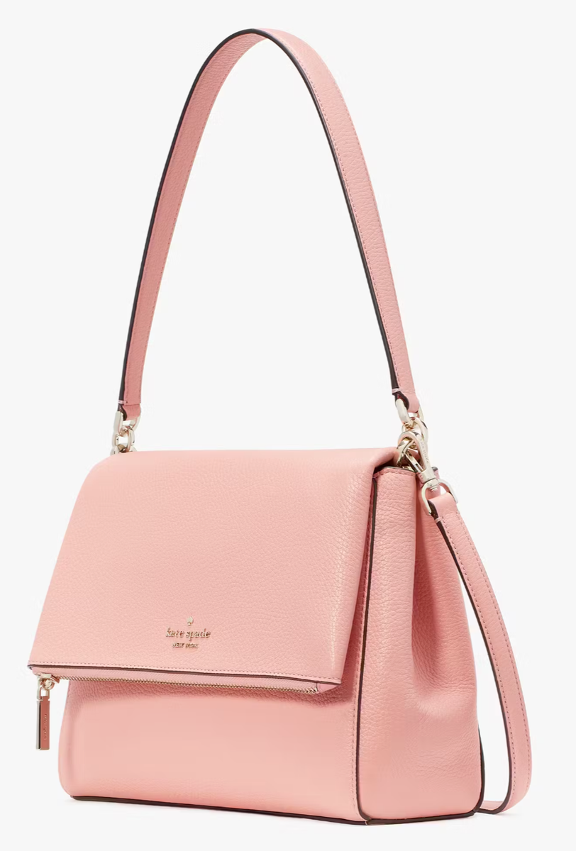 Kate Spade Leila Peachy Rose Pink MD Flap Shoulder Bag K6029 Purse