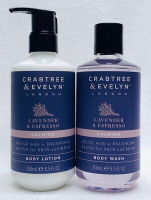 2PC SET Crabtree Evelyn LAVENDER ESPRESSO Calming Lotion & Body