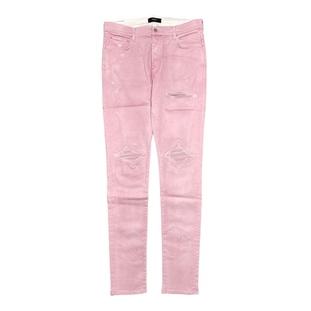 Amiri MX1 Leather Patch Sprayed Jeans Pink White | eBay