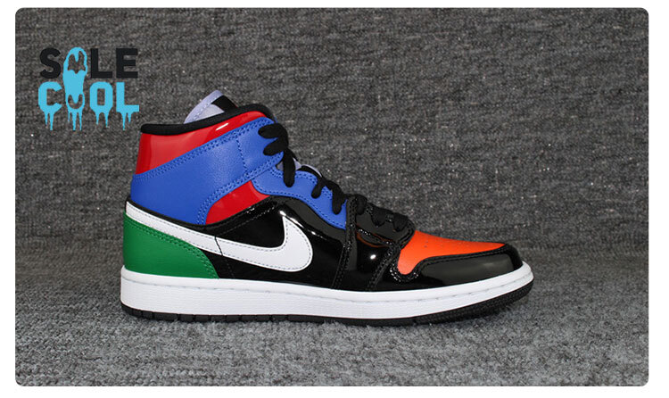 Nike Air Jordan 1 AJ1 Mid SE Multi Patent Leather Women's Shoes