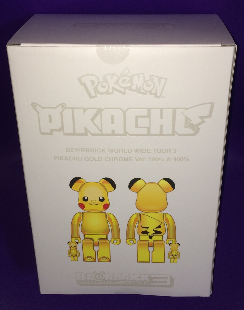 Pokemon Pikachu BE@RBRICK GOLD CHROME Ver. 100% & 400% Bearbrick
