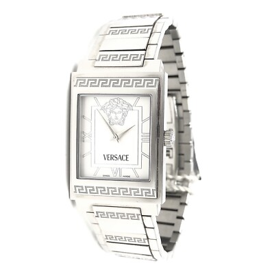 Versace Landmark ILQ99 Rectangle White Dial Stainless Steel Men's