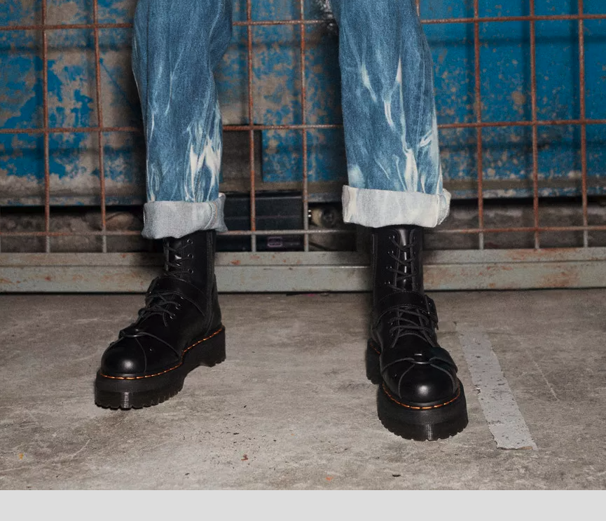 DR.MARTENS JADON HARNESS PARIS LEATHER BLACK PLATFORM MSRP$270