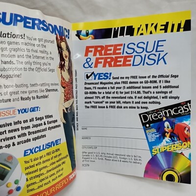 Vintage Free Issue Official Sega Dreamcast Magazine Flyer Sheet 4