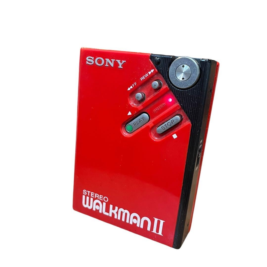 SONY WALKMAN WM-2 Portable Cassette Player Red Tested from Japan