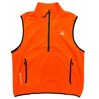 Nike ACG 'Wolf Tree' Orange Polartec Fleece 1/2 Zip Vest, Size