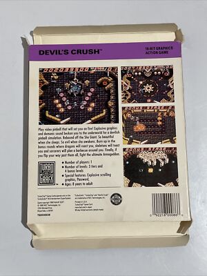 TG16 Turbografx-16 DEVIL'S CRUSH Complete Box CIB USA Hu Card RARE