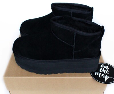 UGG Classic Ultra Mini Platform Black Suede W 1135092 UK 6 US 8