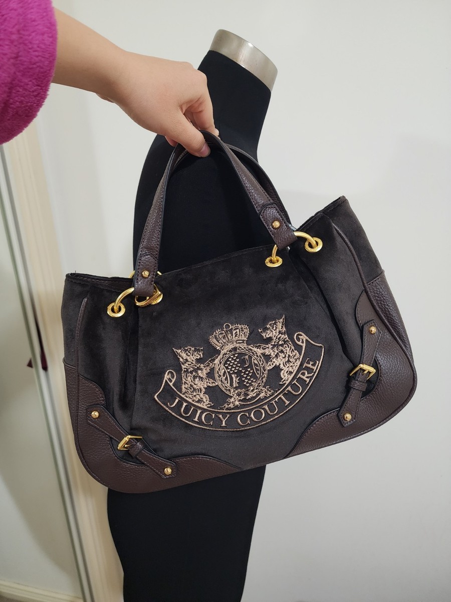 Juicy couture scottie twig dog velour nuova double handle bag
