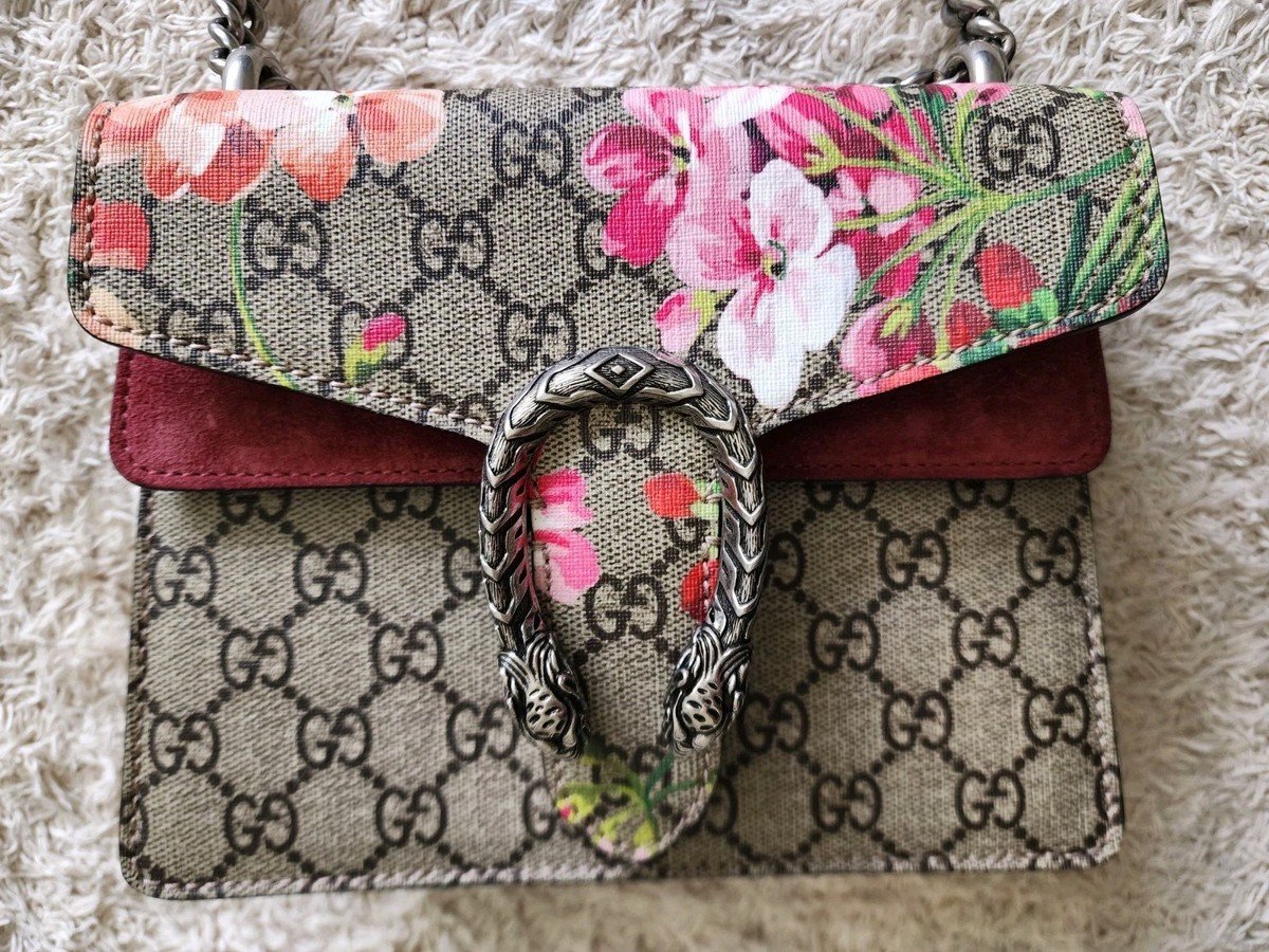 Gucci Pink GG Supreme Blooms Dionysus Floral Shoulder Mini Bag