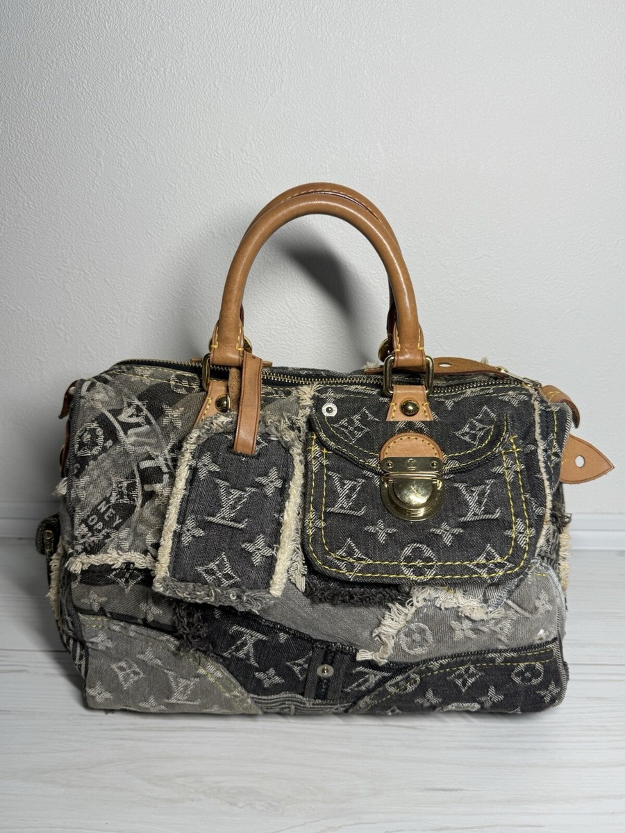 Louis Vuitton Patchwork Speedy Top Handle Bag 30 Blue Denim for