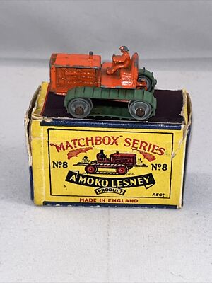 Vintage Lesney Matchbox No 8 Caterpillar Tractor Bulldozer Rare