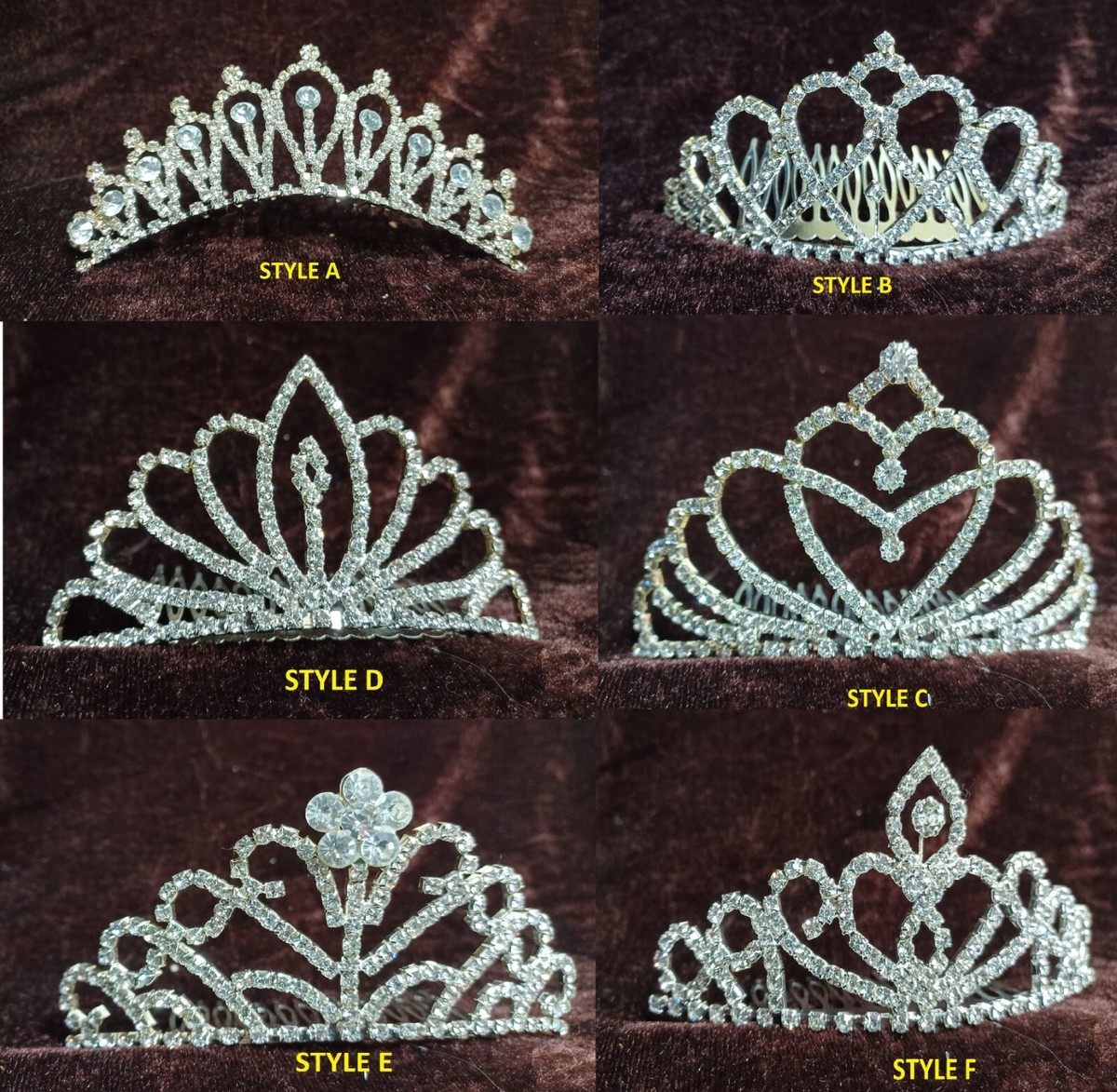 100 Pc W/6 Styles Wholesales Lots Crystal Flower Girls Princess