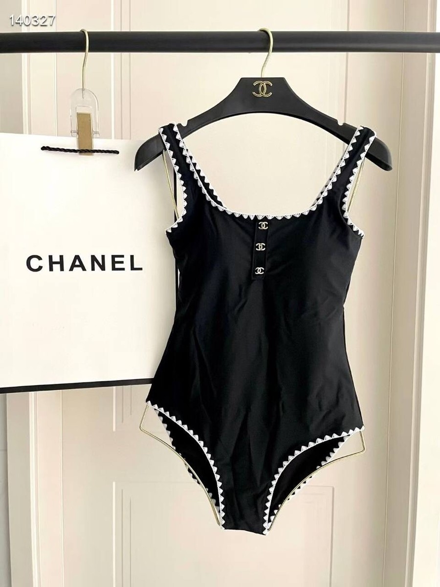 CHANEL One-Piece Black Swimsuit Size M | eBay
