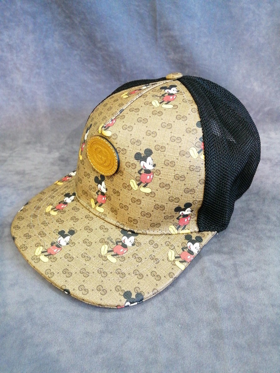 Gucci Authentic Disney Baseball Cap Hat Mickey Mouse Beige Black