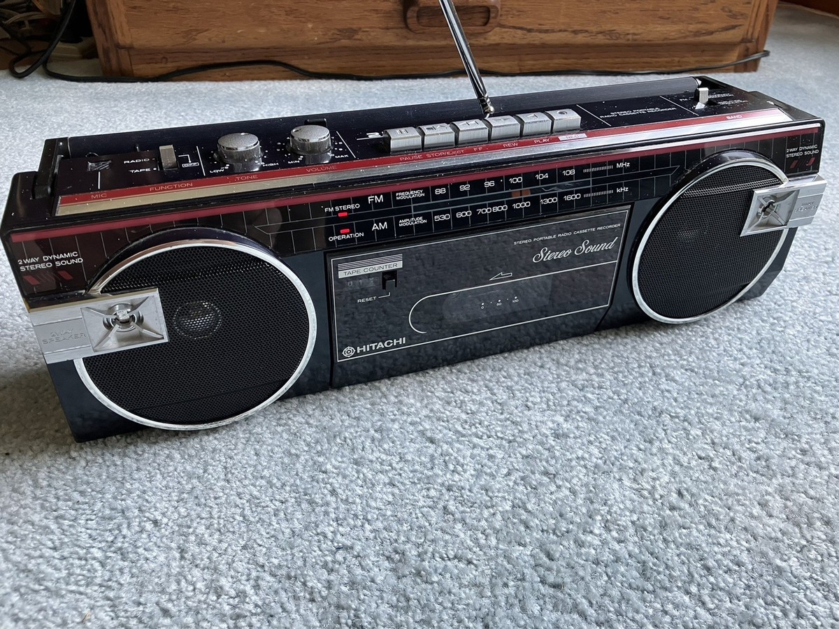 1980s Vintage Hitachi TRK-6400H Boombox AM-FM Stereo Cassette Tape