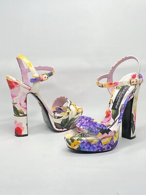 Dolce & Gabbana floral-print gabardine platform sandals size 38