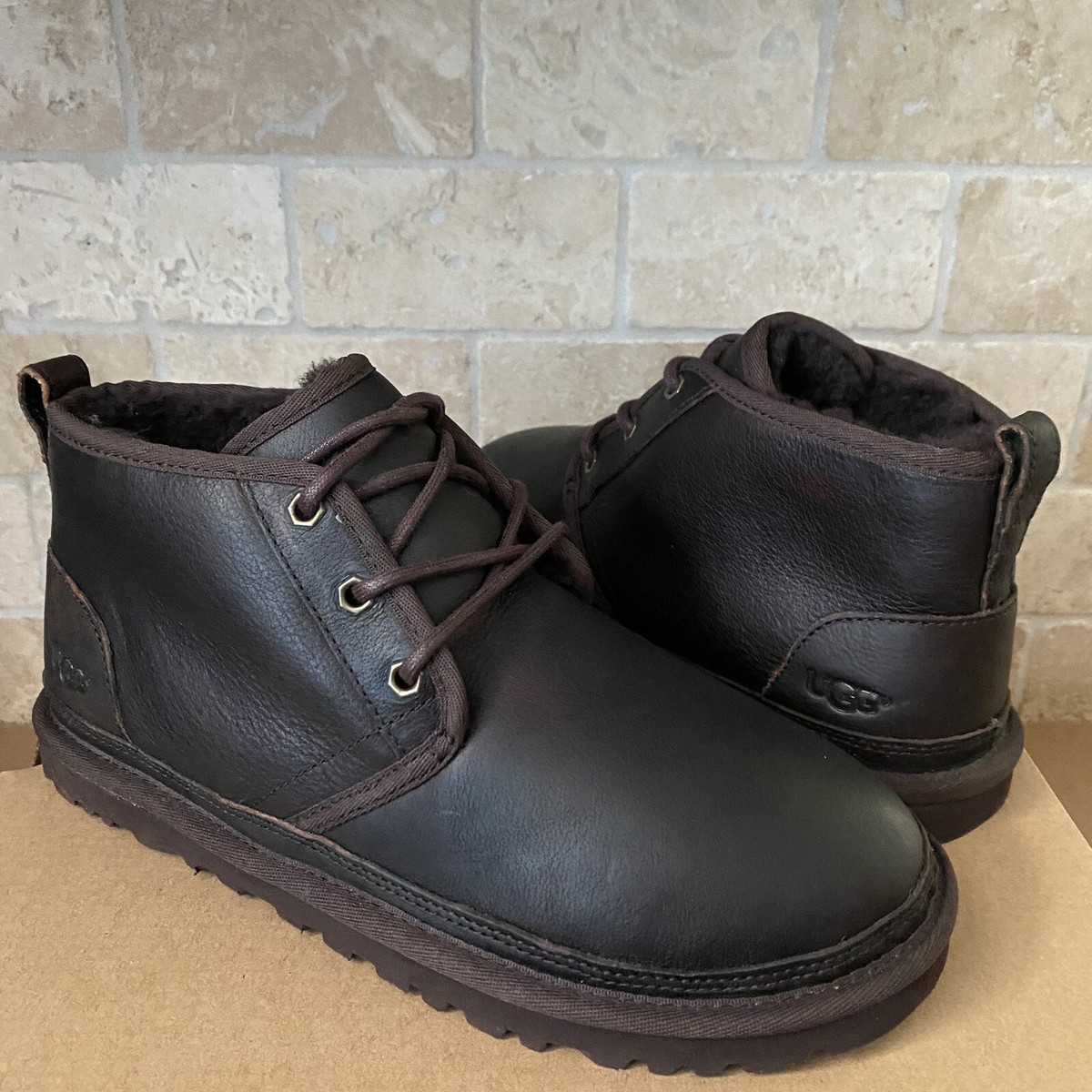 UGG Neumel China Tea Waterproof Leather Chukka Ankle Boots Size US