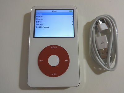 APPLE IPOD CLASSIC 5TH GEN. CUStOM WHITE/RED 30GBNEW BATTERY