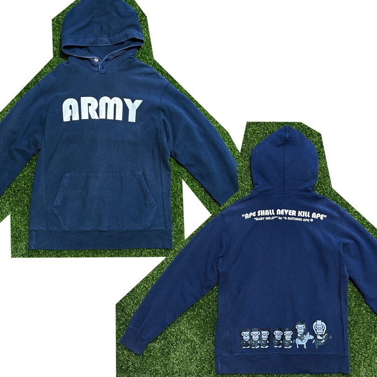 90s old BAPE Baby Milo Hoodie Size M Navy Blue A Bathing Ape