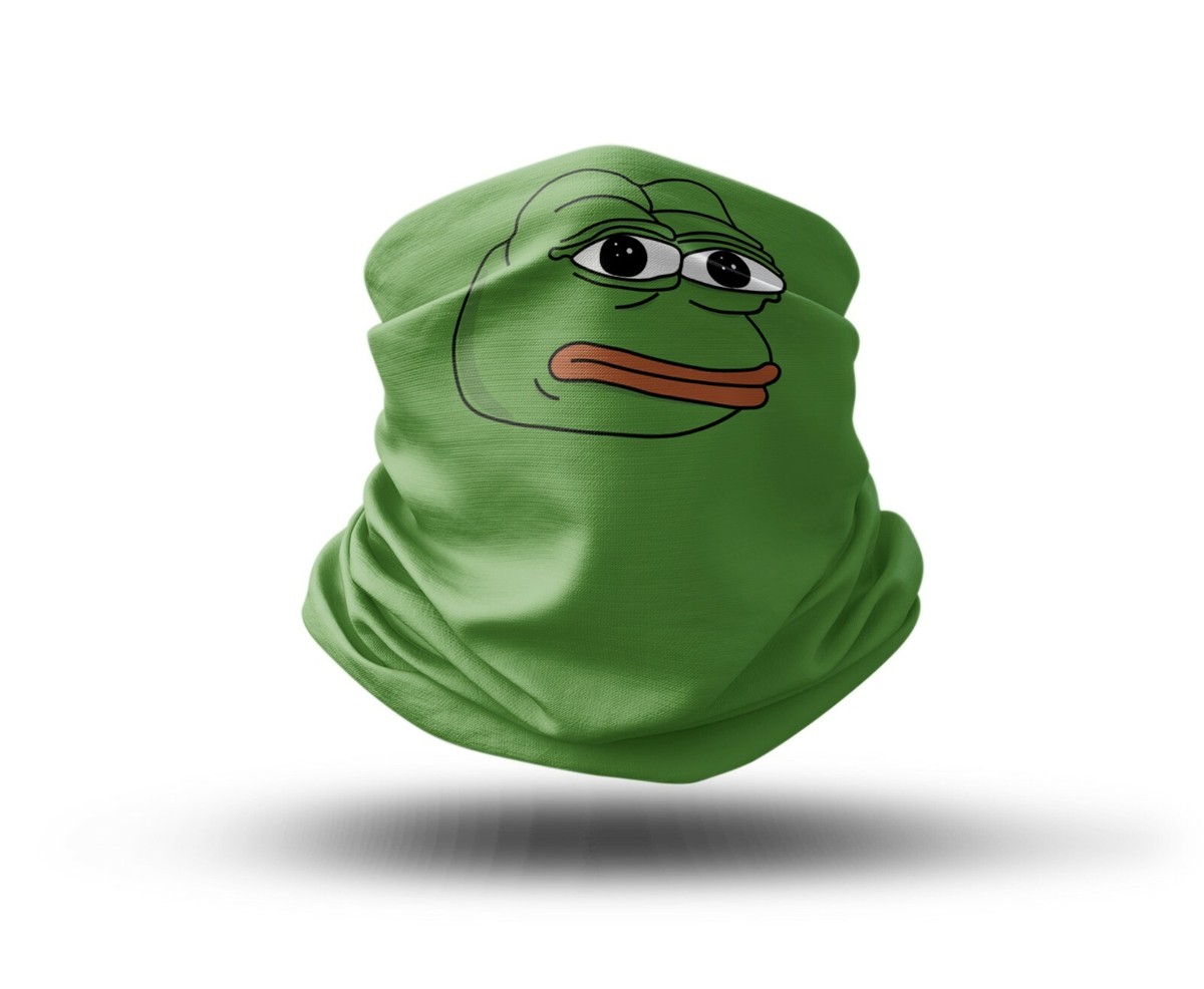 Washable Fabric Face Cover Neck Gaiter Pepe the Frog Meme Design
