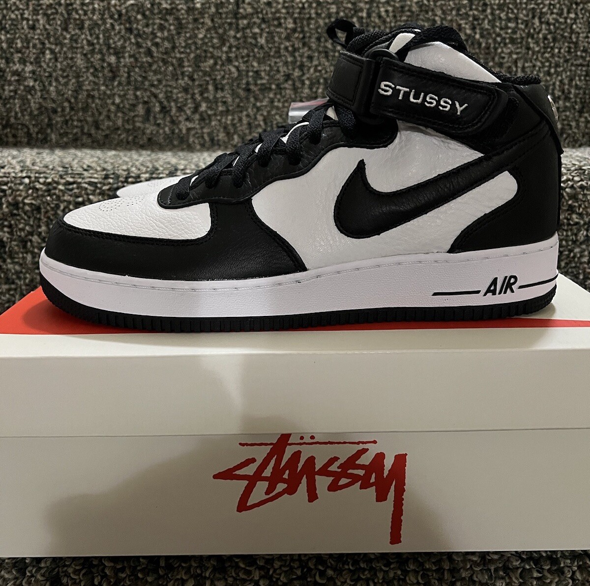 Stussy x Nike Air Force 1 Mid Black White Men's Size 10.5 NIB | eBay