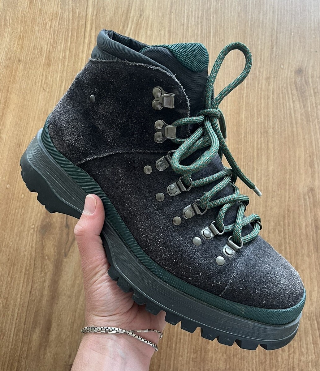 Prada Suede Mainline Hiking Boot Black/ Green Size 9 Mens AW18